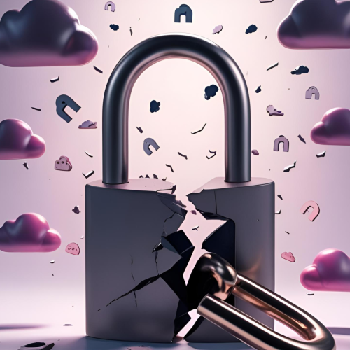 A-breached-lock-with-cloud-icons-escaping.-